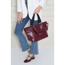 Jute Bordo Omuz Çantası