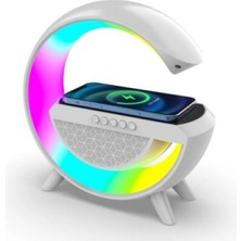 Kablosuz Şarj Standlı Rgb Hoparlör Hızlı Şarj Bluetooth 7 Renk LED Işık Sd Kart Fm Radyo Ses Bombası