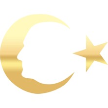 Ayyıldız ve Atatürk Silüeti STICKER17X17 cm Gold