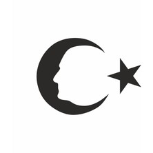 Ayyıldız ve Atatürk Silüeti STICKER17X17 cm Siyah
