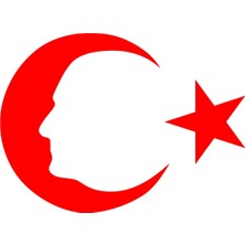 Ayyıldız ve Atatürk Silüeti STICKER17X17 cm Kırmızı