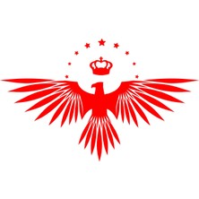 Yıldızlı Kartal  Oto STICKER17X17 cm Kırmızı