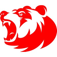 Ayı Kafası Sticker 17X17 cm Kırmızı