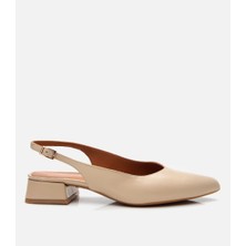 Hotiç Kadın Deri Bej Arkası Açık Babet