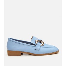 Hotiç Kadın Deri Mavi Tokalı Günlük Loafer