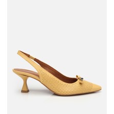 Hotiç Kadın Deri Sarı Arkası Açık Topuklu Ayakkabı