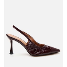 Hotiç Kadın Deri Bordo Arkası Açık Topuklu Ayakkabı