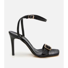 Hotiç Kadın Deri Siyah Kemerli Topuklu Sandalet