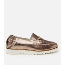 Hotiç Kadın Deri Bronz Lastik Detaylı Tokalı Günlük Loafer