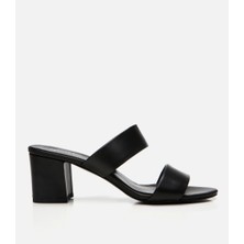 Hotiç Kadın Deri Siyah Kalın Topuklu Terlik