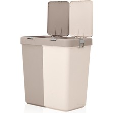 Motek Duo Laundry Çamaşır Sepeti - Bej / Krem - 80 lt