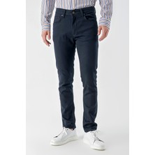 Morven  Erkek Lacivert Mevsimlik Pamuk 5 Cep Slim Fit Jean Pantolon