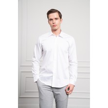 Morven  Erkek Beyaz Pamuk Trend Slim Fit Dar Kesim Gömlek