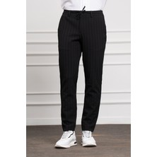 Morven  Erkek Siyah Poliviskon Jogger Dynamic Fit Rahat Kesim Pantolon