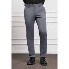 Morven  Erkek Lacivert Trend Slim Fit Dar Kesim Pileli Pantolon