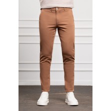 Morven  Erkek Camel Slim Fit Dar Kesim Chino Pantolon