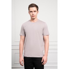 Morven  Erkek Açık Gri Basic Bisiklet Yaka Dynamic Fit Pamuk T-Shirt