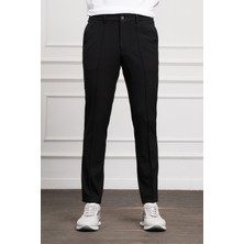  Erkek Siyah Slim Fit Dar Kesim Lastikli Pantolon