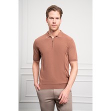 Morven  Erkek Taba Trend  Polo Yaka  Dinamik Fit Rahat Kesim T-Shirt