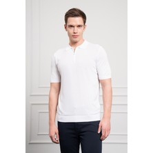 Morven  Erkek Beyaz Trend  Polo Yaka  Dinamik Fit Rahat Kesim T-Shirt