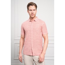 Morven  Erkek Kiremit Trend Apaçi Yaka Dynamic Fit Kısa Kollu Gömlek