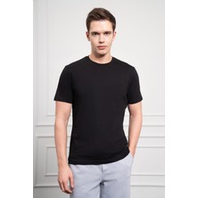 Morven  Erkek Siyah Basic Bisiklet Yaka Dynamic Fit Pamuk T-Shirt