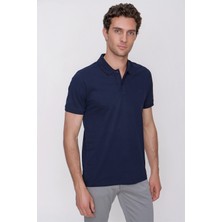 Morven  Erkek Lacivert Basic Polo Yaka Dynamic Fit T-Shirt