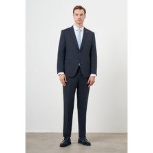  Erkek Lacivert Yünlü Platinium 4-Drop Dynamic Fit Mono Yaka Takım Elbise