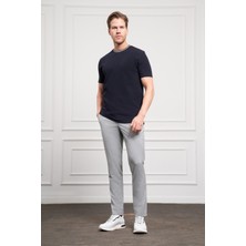 Morven  Erkek Lacivert Trend Bisiklet Yaka Dinamik Fit T-Shirt