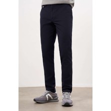 Morven  Erkek Lacivert Yazlık Pamuk Yan Cep Slim Fit Chino Pantolon