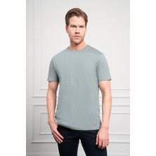 Morven  Erkek Su Yeşili Trend Dinamik Fit Bisiklet Yaka T-Shirt