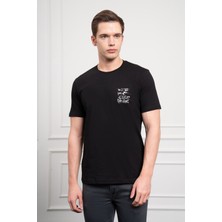Morven  Erkek Siyah Trend Bisiklet Yaka Dinamik Fit Pamuk T-Shirt