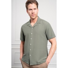 Morven  Erkek Yeşil Apaş Yaka Kısa Kol Gömlek