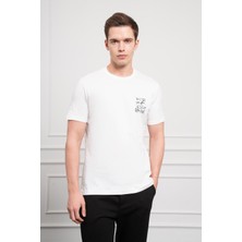Morven  Erkek Ekru Trend Bisiklet Yaka Dinamik Fit Pamuk T-Shirt