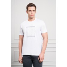  Erkek Beyaz Trend Bisiklet Yaka Dinamik Fit Pamuk T-Shirt