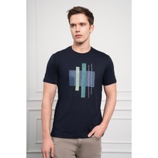 Morven  Erkek Lacivert Trend Bisiklet Yaka Dinamik Fit Pamuk T-Shirt