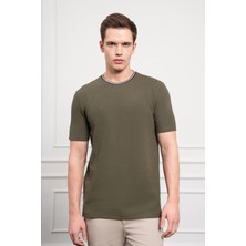 Morven  Erkek Haki Trend Bisiklet Yaka Dinamik Fit T-Shirt