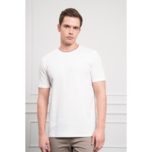 Morven  Erkek Ekru Trend Bisiklet Yaka Dinamik Fit T-Shirt
