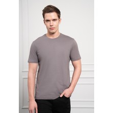 Morven  Erkek Antrasit Basic Bisiklet Yaka Dynamic Fit Pamuk T-Shirt