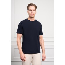 Morven  Erkek Lacivert Basic Bisiklet Yaka Dynamic Fit Pamuk T-Shirt