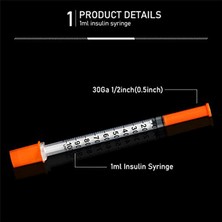 Steellaar Iğneli Insülin Şırıngası 30G 1 Ml/cc 1/2-Inç (13MM) (Yurt Dışından)