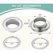 Timeless Tre Grommet ve Rondela 500 Adet, 2 Kit, Deri Çantalar Için Banner (Gümüş, 1/2 Inç) (Yurt Dışından)