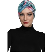 ELYSIANfidan Mavera Model Renkli Desenli Çapraz ve Bant Detaylı Astarlı Hazır Türban Tesettür Havuz Bonesi