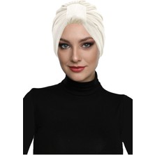 ELYSIANfidan Kadife Kardelen Astarlı Krem Hazır Türban Tesettür Bone