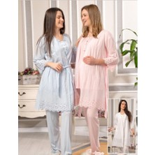 Bone Club 5814 Pembe Vual Penye Hamile Lohusa 3 Lü Pijama Sabahlık Tk