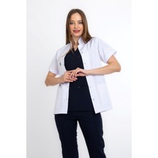Uçak Medikal Beyaz Ceket Boy Kısa Kol Hakim Yaka Doktor Önlüğü