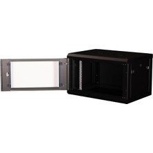 Lande 6u 19" Duvar Tipi Rack Kabinet – Genişlik: 600 mm | Derinlik: 450 mm – Siyah (Demonte)
