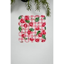 Pötikare Zemin Sulu Boya Vişne Desenli Lazer Kesim Kokteyl Peçetesi 1 Adet