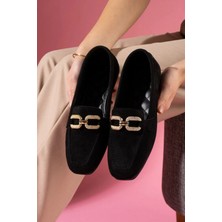 Kadın Süet Toka Detaylı Loafer Babet