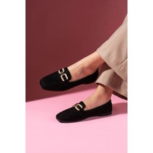 Kadın Süet Toka Detaylı Loafer Babet